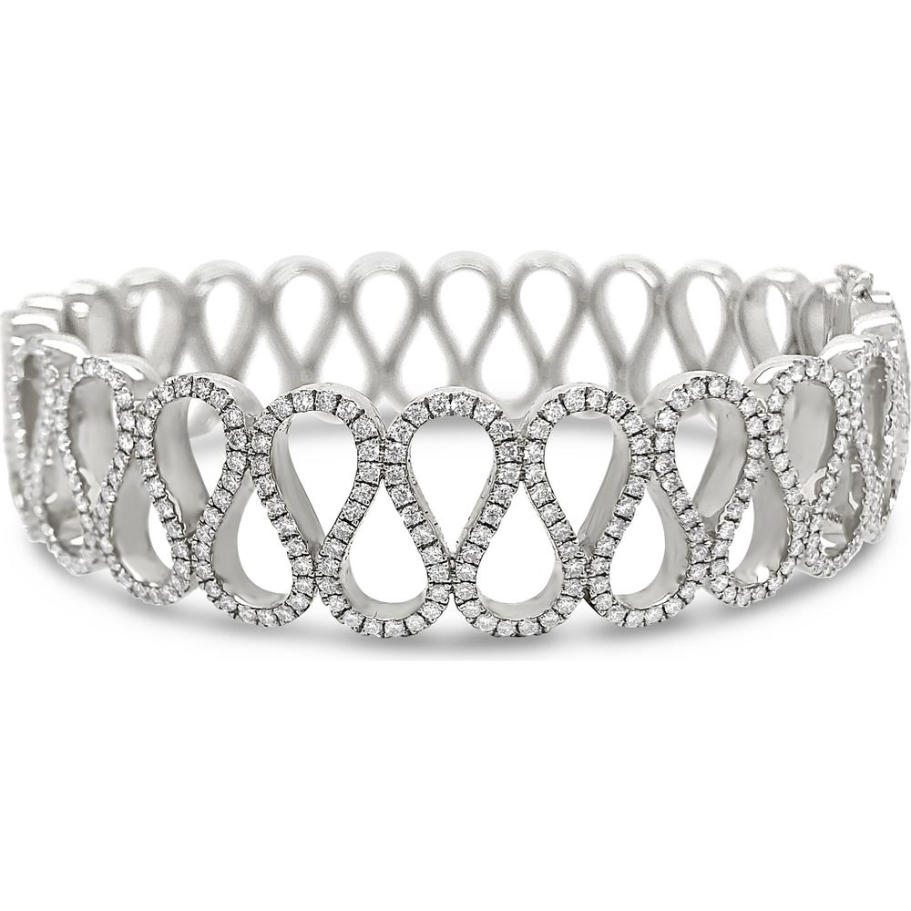 Diamond Ribbon Cuff Bracelet in 18K White Gold by Charles Krypell