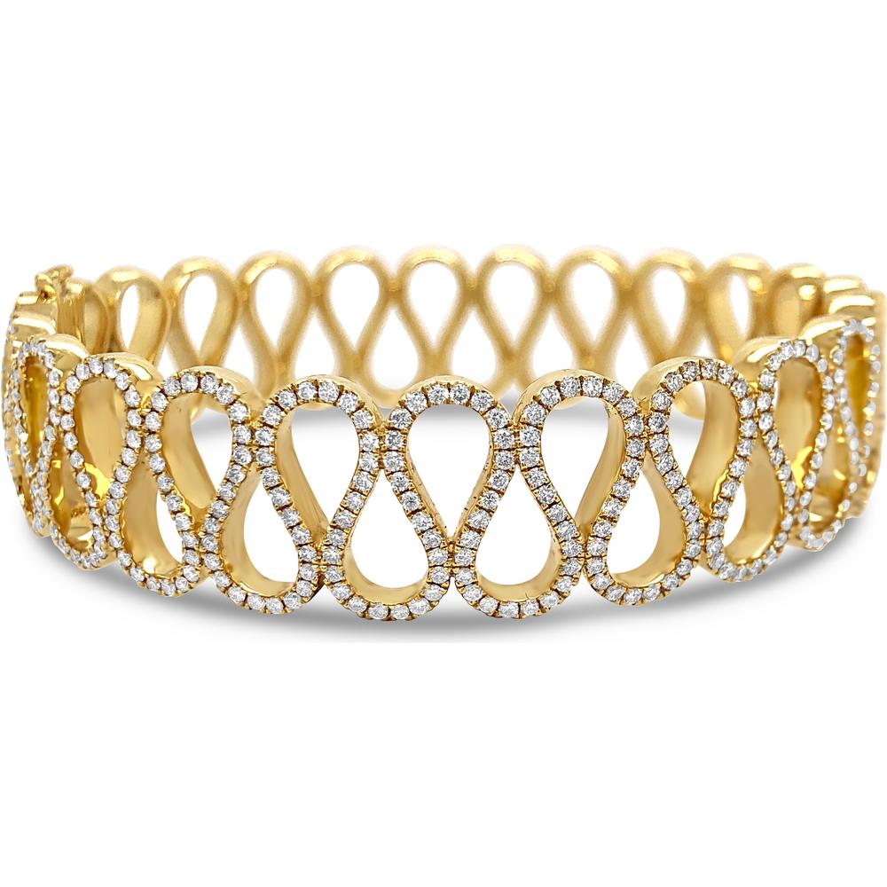 Diamond Ribbon Cuff Bracelet in 18K Yellow Gold by Charles Krypell
