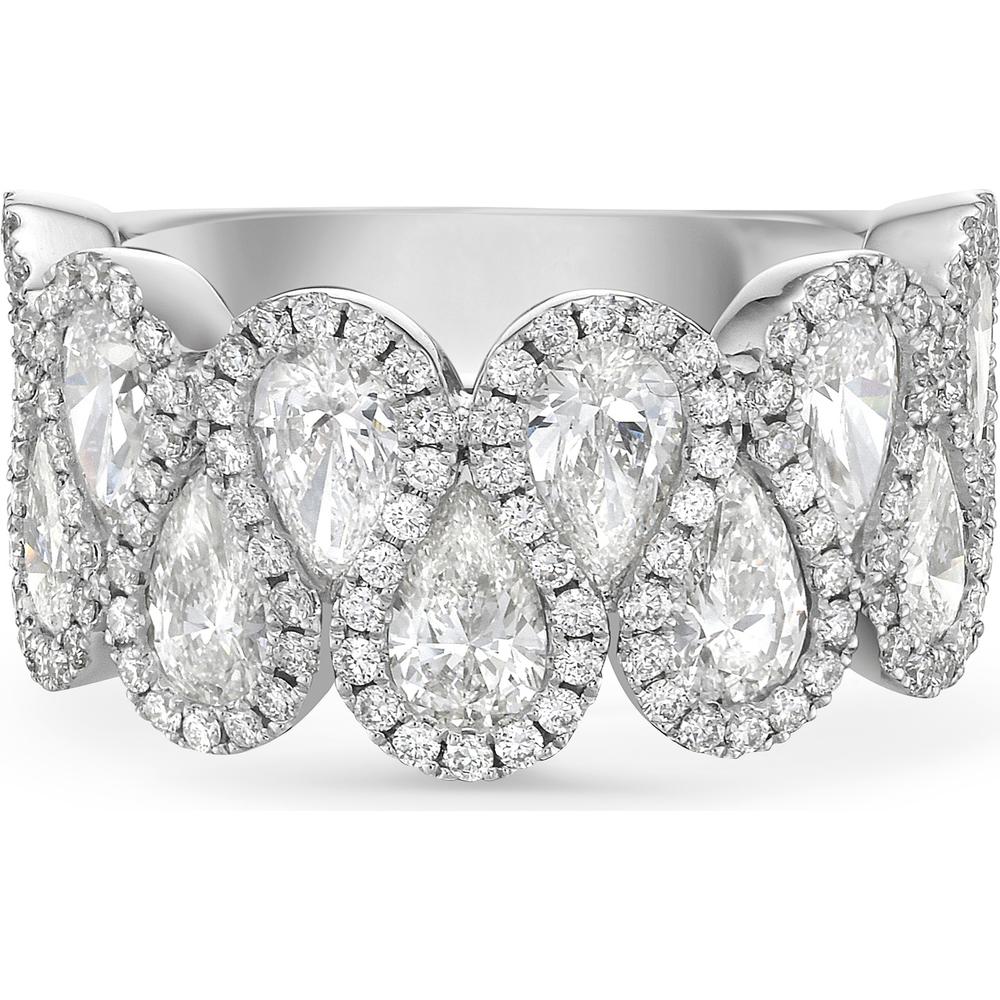 Diamond Ribbon Diamond Pear Shape Band Ring in 18K White Gold by Charles Krypell