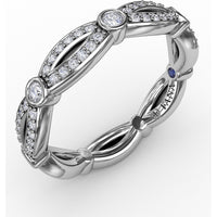 Diamond Ribbon Openwork Band with Bezel and Pavé Set Round Diamonds by Fana - 0.25 Carat Total Diamond Weight
