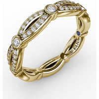 Diamond Ribbon Openwork Band with Bezel and Pavé Set Round Diamonds by Fana - 0.25 Carat Total Diamond Weight