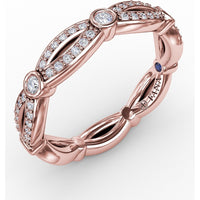 Diamond Ribbon Openwork Band with Bezel and Pavé Set Round Diamonds by Fana - 0.25 Carat Total Diamond Weight