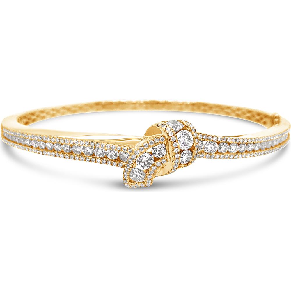 Diamond Round Embrace Bangle Bracelet in 18K Yellow Gold by Charles Krypell