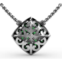 Diamond-Shaped Cluster Pendant with Round Emeralds and Diamonds by Fana - 1.23 Carat Total Gemstone Weight