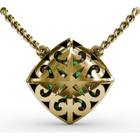 Diamond-Shaped Cluster Pendant with Round Emeralds and Diamonds by Fana - 1.23 Carat Total Gemstone Weight