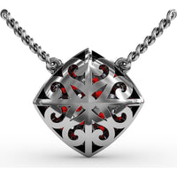 Diamond-Shaped Pendant with Pavé Ruby and Diamond Accents by Fana - 1.33 Carat Total Gemstone Weight