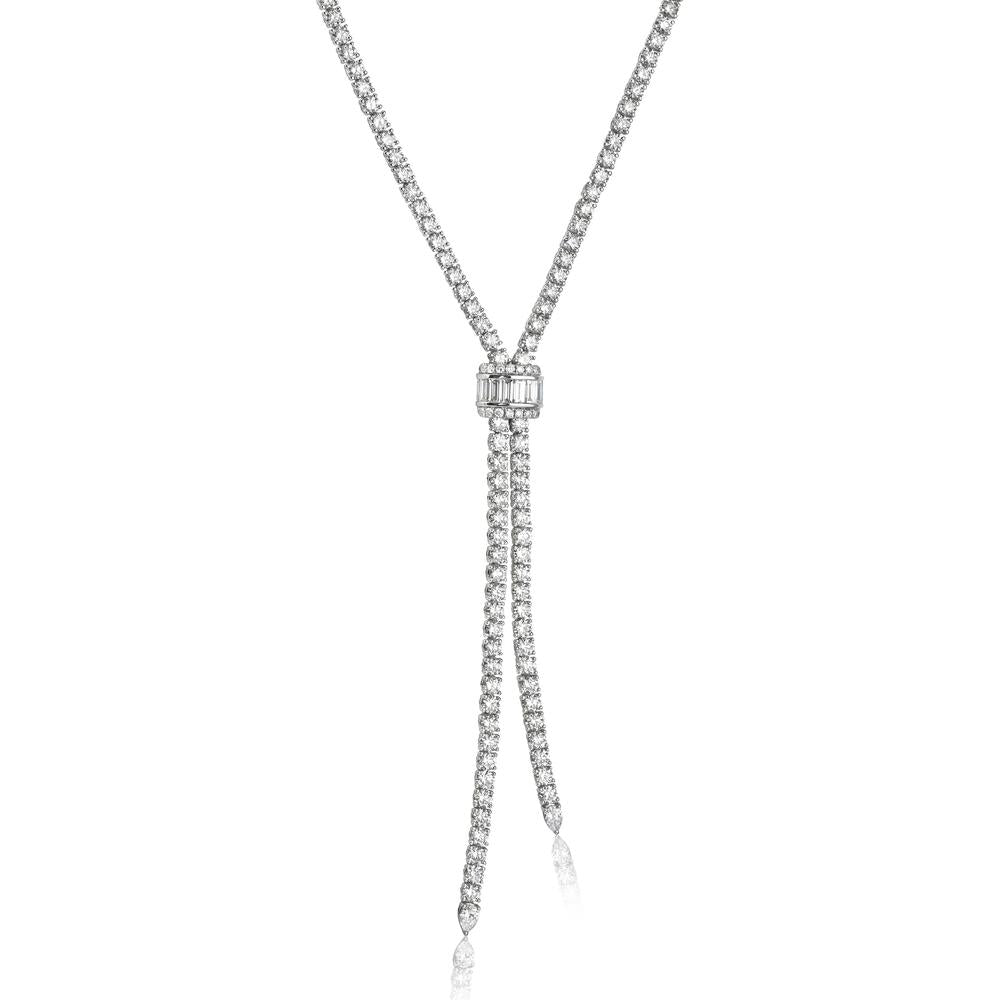 Diamond Signature Lariat 17" Necklace in 18K White Gold by Charles Krypell