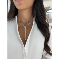 Diamond Signature Lariat 17" Necklace in 18K White Gold by Charles Krypell