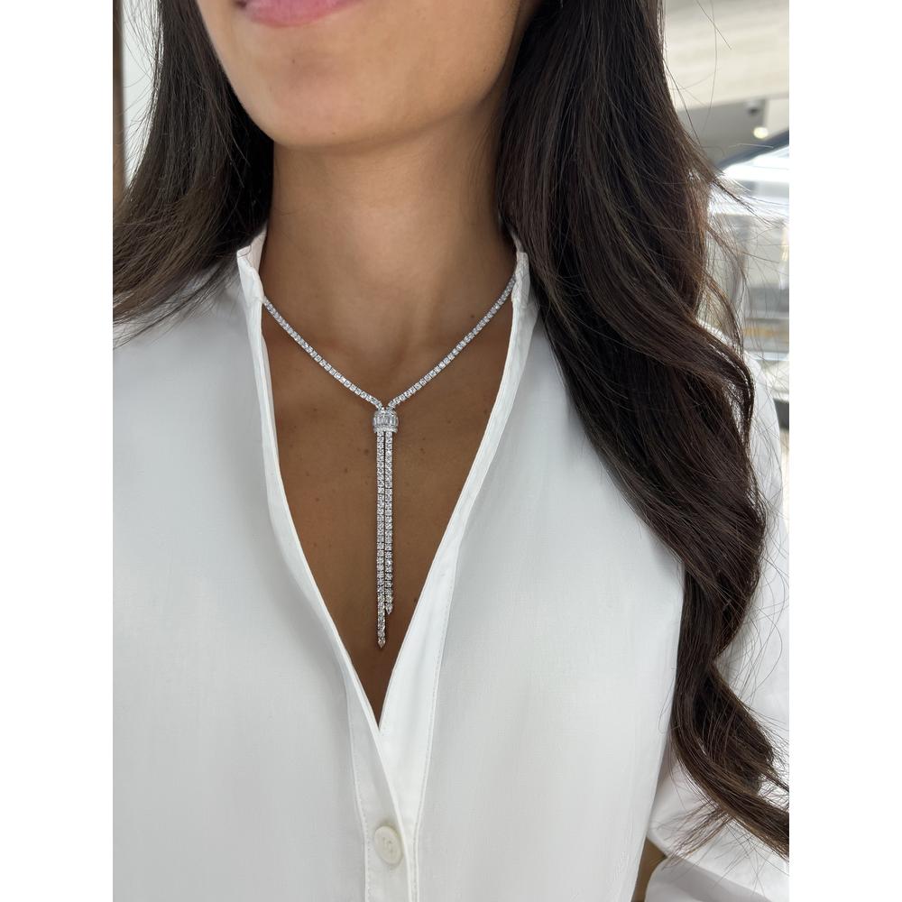 Diamond Signature Lariat 17" Necklace in 18K White Gold by Charles Krypell