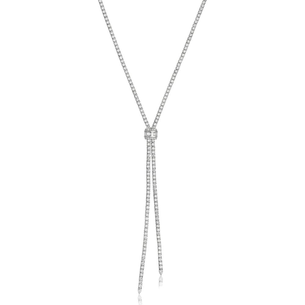 Diamond Signature Lariat 25" Necklace in 18K White Gold by Charles Krypell