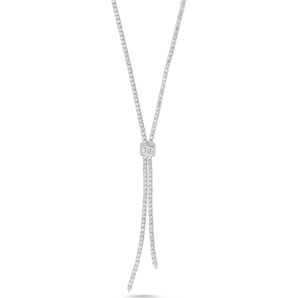 Diamond Signature Lariat Necklace in 18K White Gold by Charles Krypell