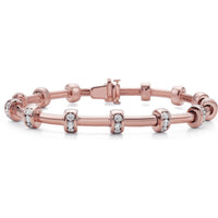 Diamond Signature Station Tube Bracelet in 18K Rose Gold by Charles Krypell