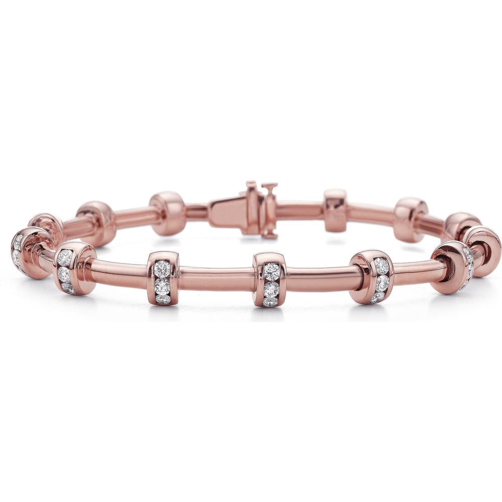 Diamond Signature Station Tube Bracelet in 18K Rose Gold by Charles Krypell