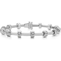 Diamond Signature Station Tube Bracelet in 18K White Gold by Charles Krypell