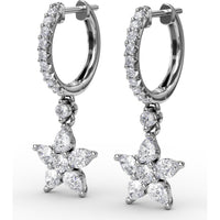 Diamond Star Drop Earrings with Pavé Hoops and Pear-Shaped Diamonds by Fana - 1.17 Carat Total Diamond Weight