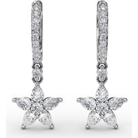 Diamond Star Drop Earrings with Pavé Hoops and Pear-Shaped Diamonds by Fana - 1.17 Carat Total Diamond Weight