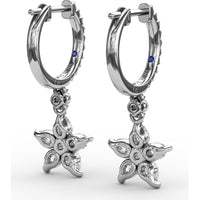 Diamond Star Drop Earrings with Pavé Hoops and Pear-Shaped Diamonds by Fana - 1.17 Carat Total Diamond Weight