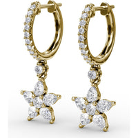 Diamond Star Drop Earrings with Pavé Hoops and Pear-Shaped Diamonds by Fana - 1.17 Carat Total Diamond Weight