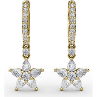 Diamond Star Drop Earrings with Pavé Hoops and Pear-Shaped Diamonds by Fana - 1.17 Carat Total Diamond Weight