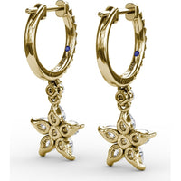 Diamond Star Drop Earrings with Pavé Hoops and Pear-Shaped Diamonds by Fana - 1.17 Carat Total Diamond Weight