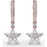 Diamond Star Drop Earrings with Pavé Hoops and Pear-Shaped Diamonds by Fana - 1.17 Carat Total Diamond Weight