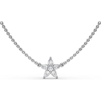 Diamond Star Necklace with Mixed Round and Pear Cut Diamonds by Fana - 0.47 Carat Total Diamond Weight