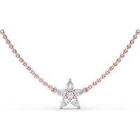 Diamond Star Necklace with Mixed Round and Pear Cut Diamonds by Fana - 0.47 Carat Total Diamond Weight