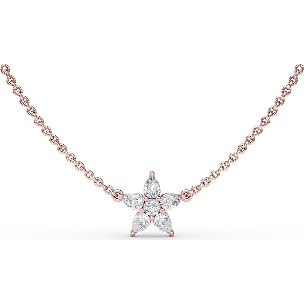 Diamond Star Necklace with Mixed Round and Pear Cut Diamonds by Fana - 0.47 Carat Total Diamond Weight