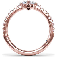 Diamond Star Ring with Pear-Shaped Points and Pavé Band by Fana - 1.08 Carat Total Diamond Weight