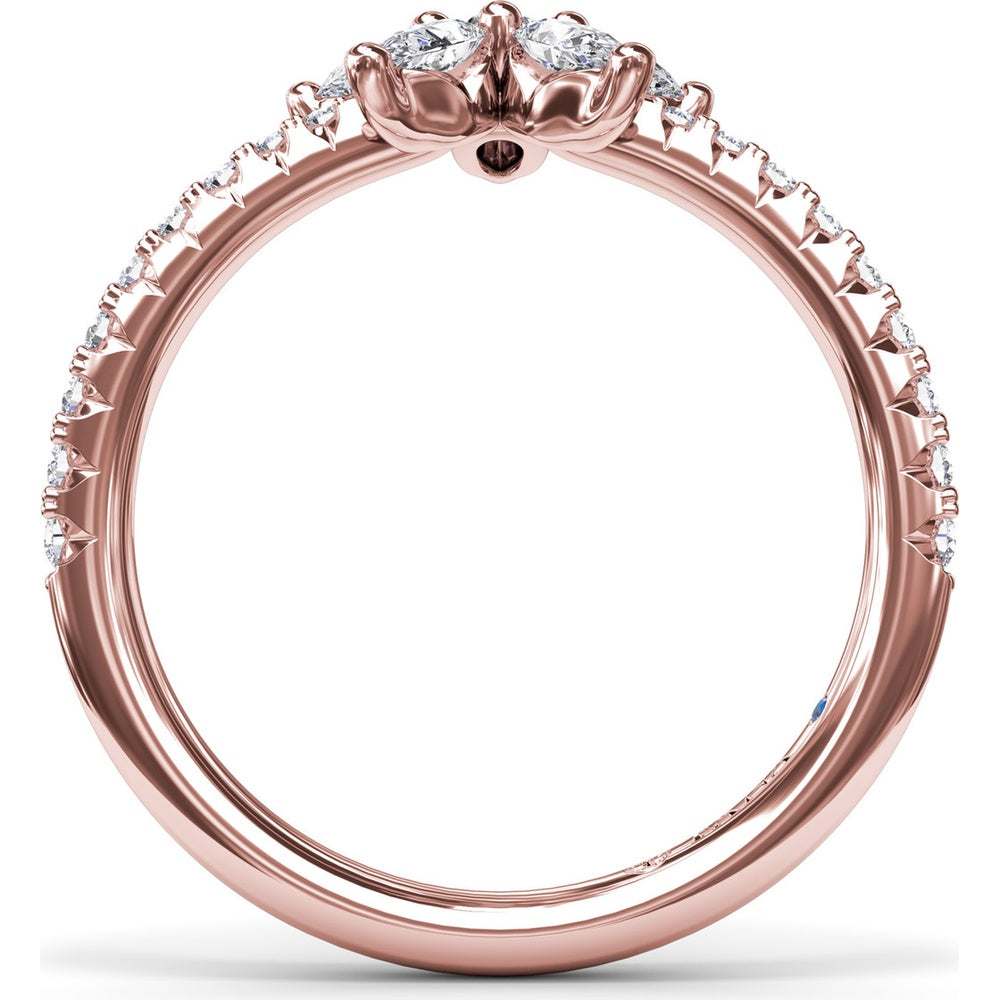 Diamond Star Ring with Pear-Shaped Points and Pavé Band by Fana - 1.08 Carat Total Diamond Weight