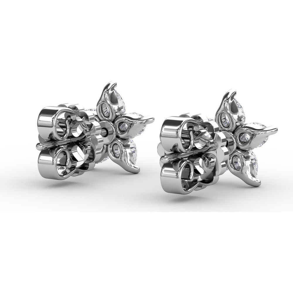 Diamond Star Stud Earrings with Pear-Shaped Cluster Stones by Fana - 0.94 Carat Total Diamond Weight