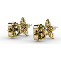 Diamond Star Stud Earrings with Pear-Shaped Cluster Stones by Fana - 0.94 Carat Total Diamond Weight
