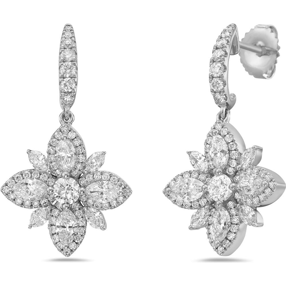 Diamond Starburst Earrings in 18K White Gold by Charles Krypell