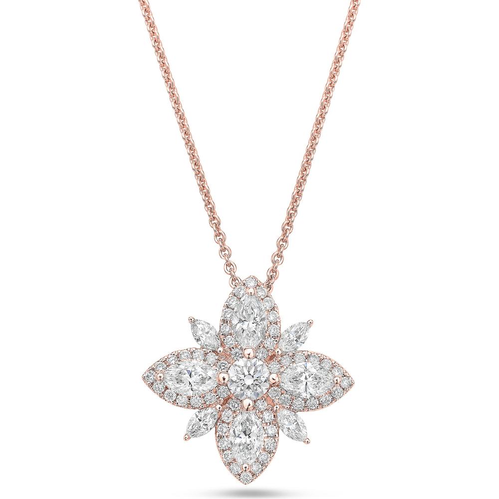 Diamond Starburst Necklace in 18K Rose Gold by Charles Krypell