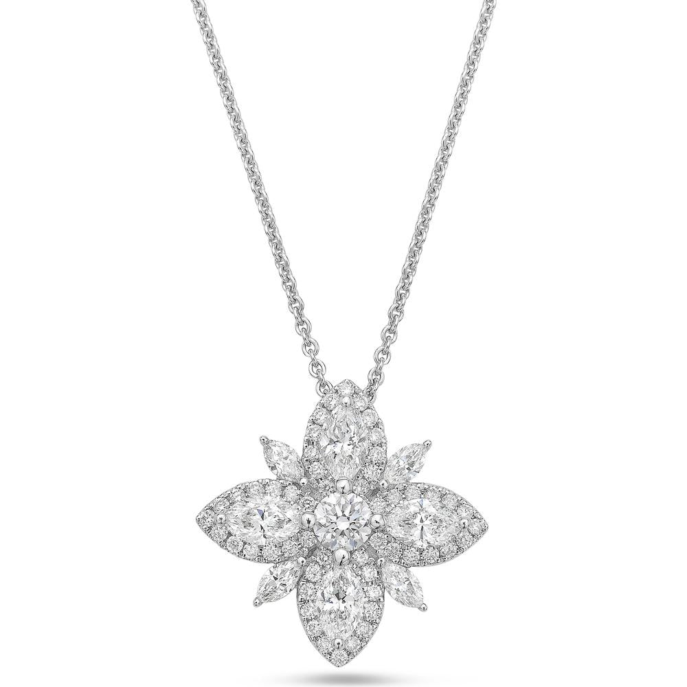Diamond Starburst Necklace in 18K White Gold by Charles Krypell