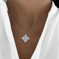 Diamond Starburst Necklace in 18K White Gold by Charles Krypell