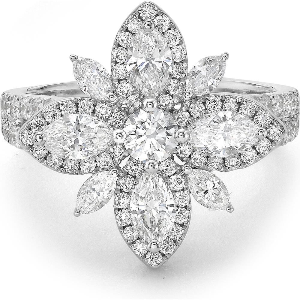 Diamond Starburst Ring in 18K White Gold by Charles Krypell
