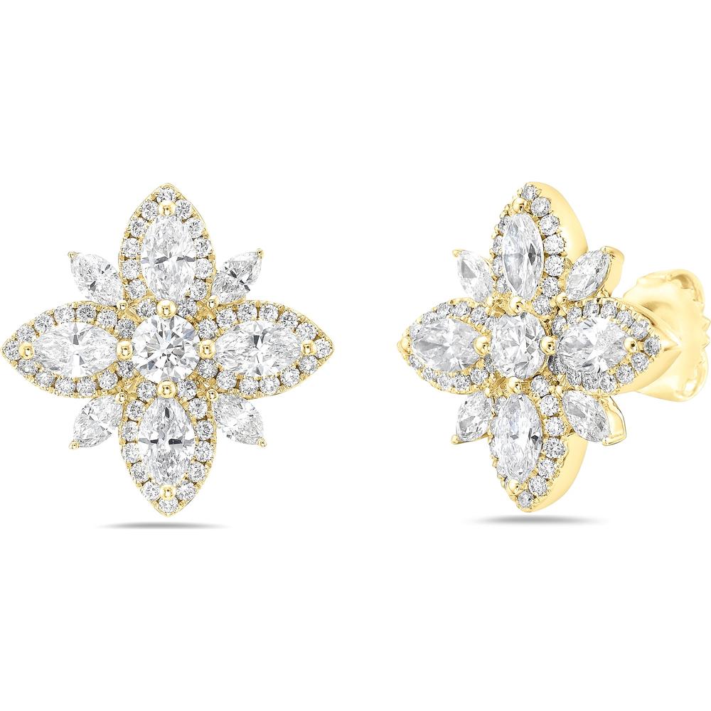 Diamond Starburst Stud Earrings in 18K Yellow Gold by Charles Krypell