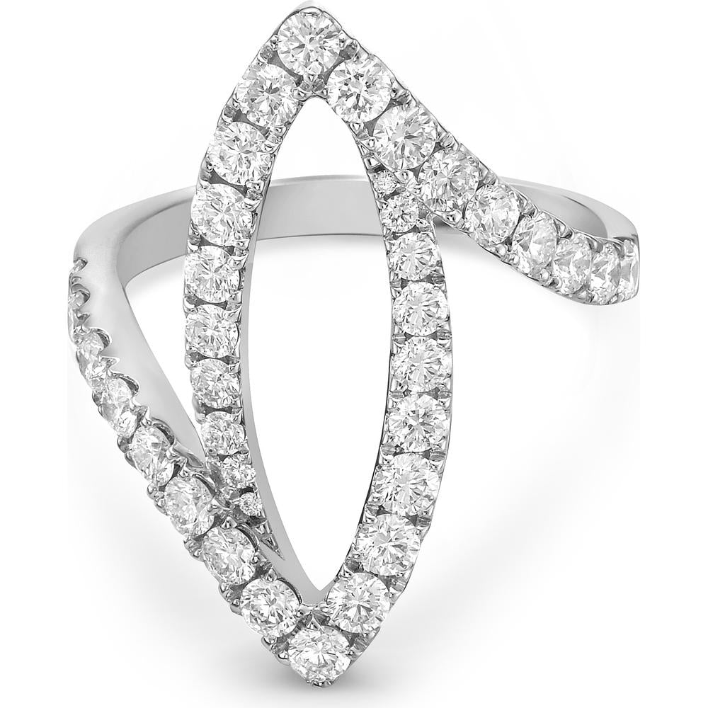 Diamond Stencil Marquise Shape Ring in 18K White Gold by Charles Krypell