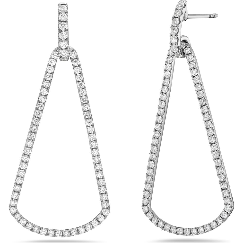 Diamond Stirrup Earrings in 18K White Gold by Charles Krypell