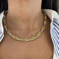Diamond Tapered Barrel Birdcage Link Necklace in 18K Yellow Gold by Charles Krypell