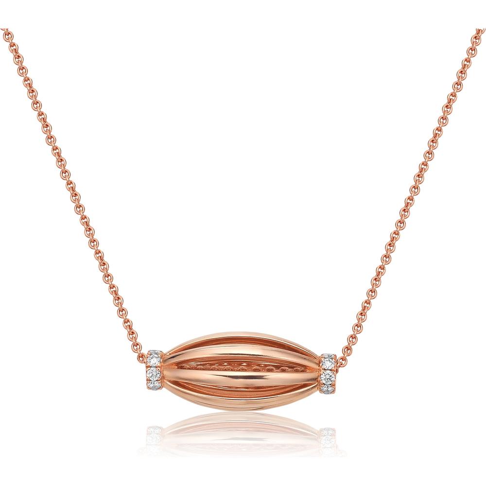 Diamond Tapered Barrel Birdcage Pendant Necklace in 18K Rose Gold by Charles Krypell