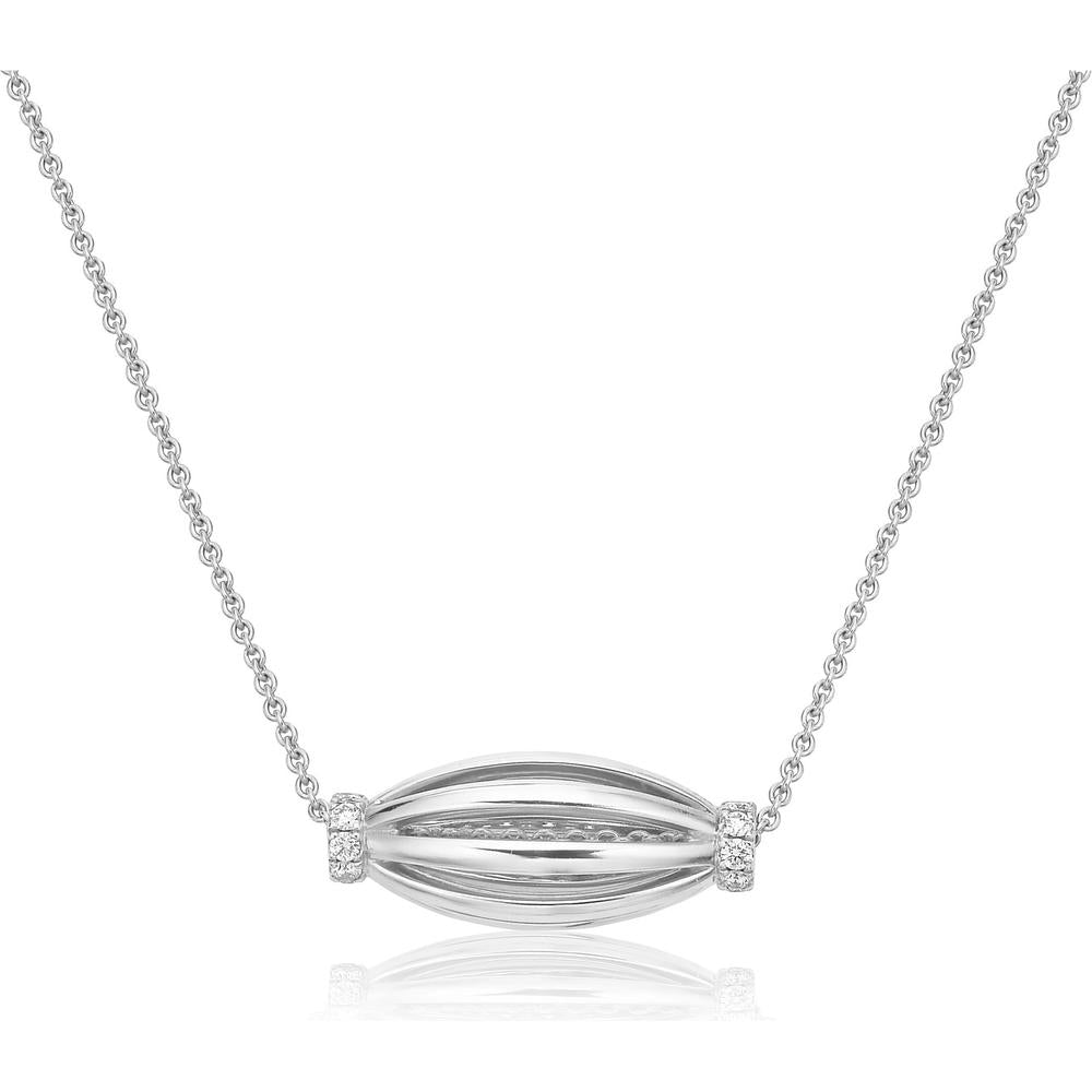 Diamond Tapered Barrel Birdcage Pendant Necklace in 18K White Gold by Charles Krypell