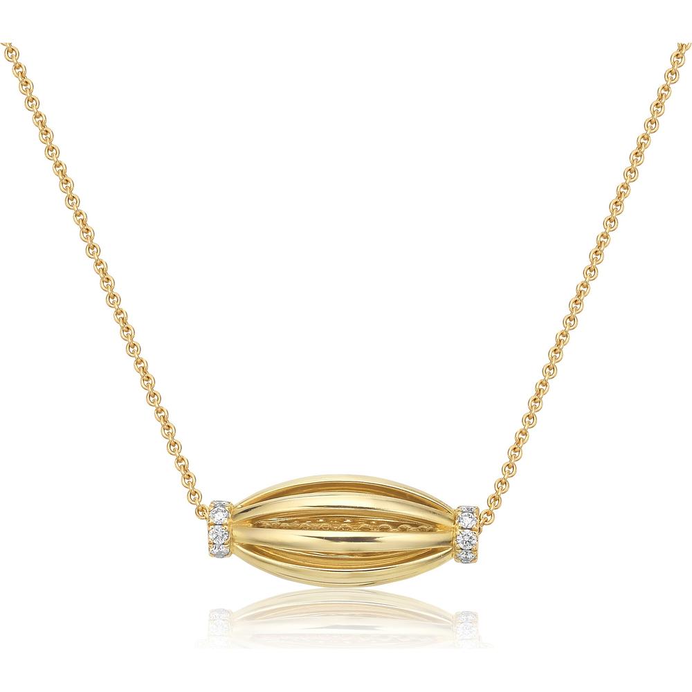 Diamond Tapered Barrel Birdcage Pendant Necklace in 18K Yellow Gold by Charles Krypell
