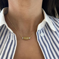 Diamond Tapered Barrel Birdcage Pendant Necklace in 18K Yellow Gold by Charles Krypell