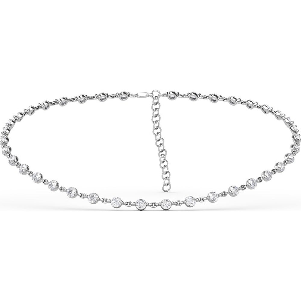 Diamond Tennis Choker Necklace with 4-Prong Set Round Diamonds by Fana - 7.80 Carat Total Diamond Weight
