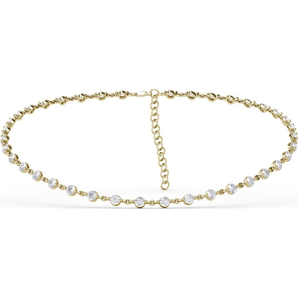 Diamond Tennis Choker Necklace with 4-Prong Set Round Diamonds by Fana - 7.80 Carat Total Diamond Weight