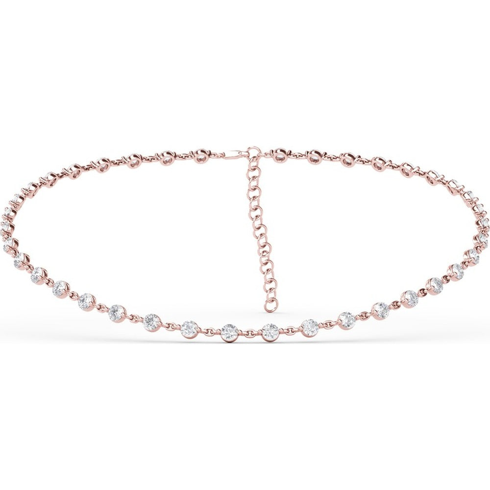 Diamond Tennis Choker Necklace with 4-Prong Set Round Diamonds by Fana - 7.80 Carat Total Diamond Weight
