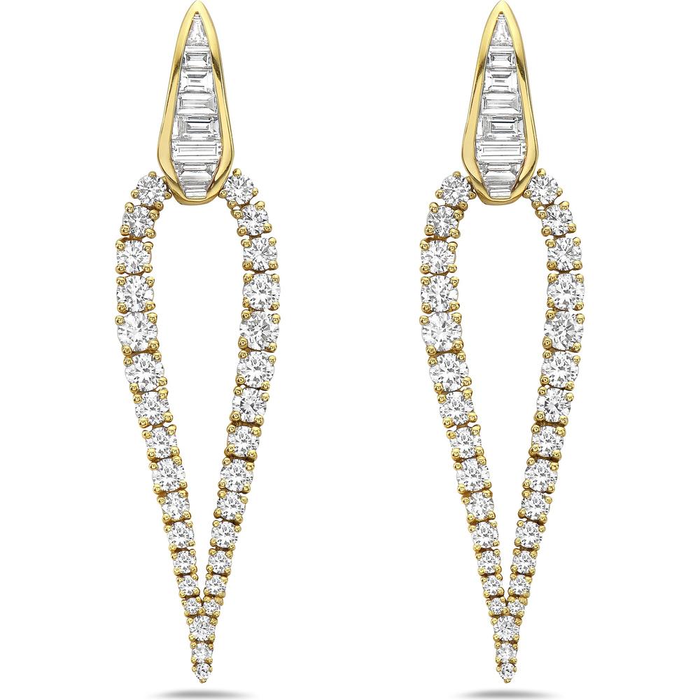 Diamond The Flame Earrings in 18K Yellow Gold by Charles Krypell