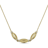 Diamond Three Station Tapered Barrel Birdcage Necklace in 18K Yellow Gold by Charles Krypell